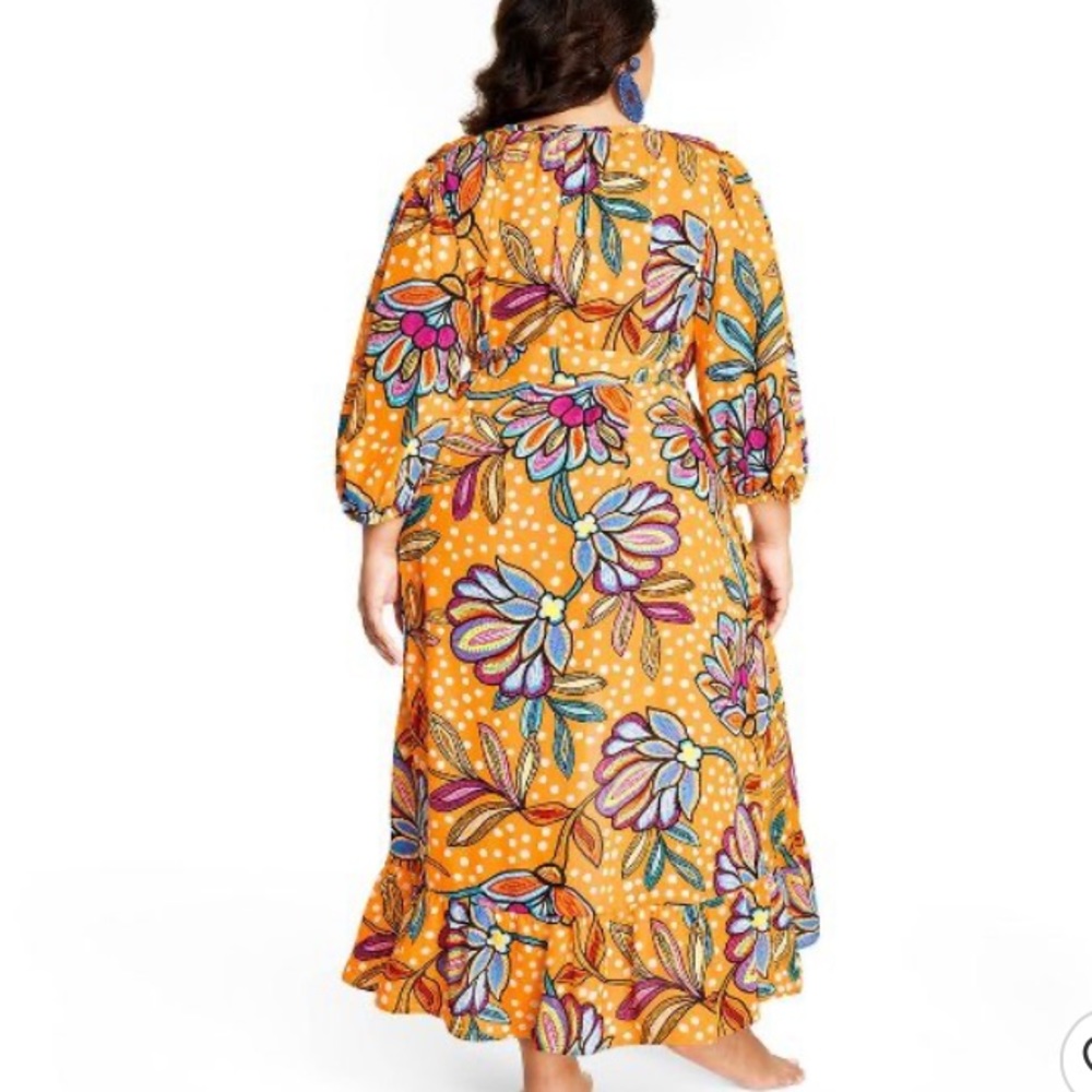 Floral Polka Dot Orange Paisley Print Cover Up Kimono Tabitha Brown - Picture 12 of 15